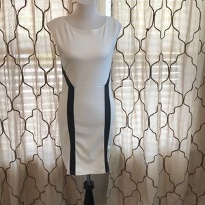 Bar III White and black stripe dress
